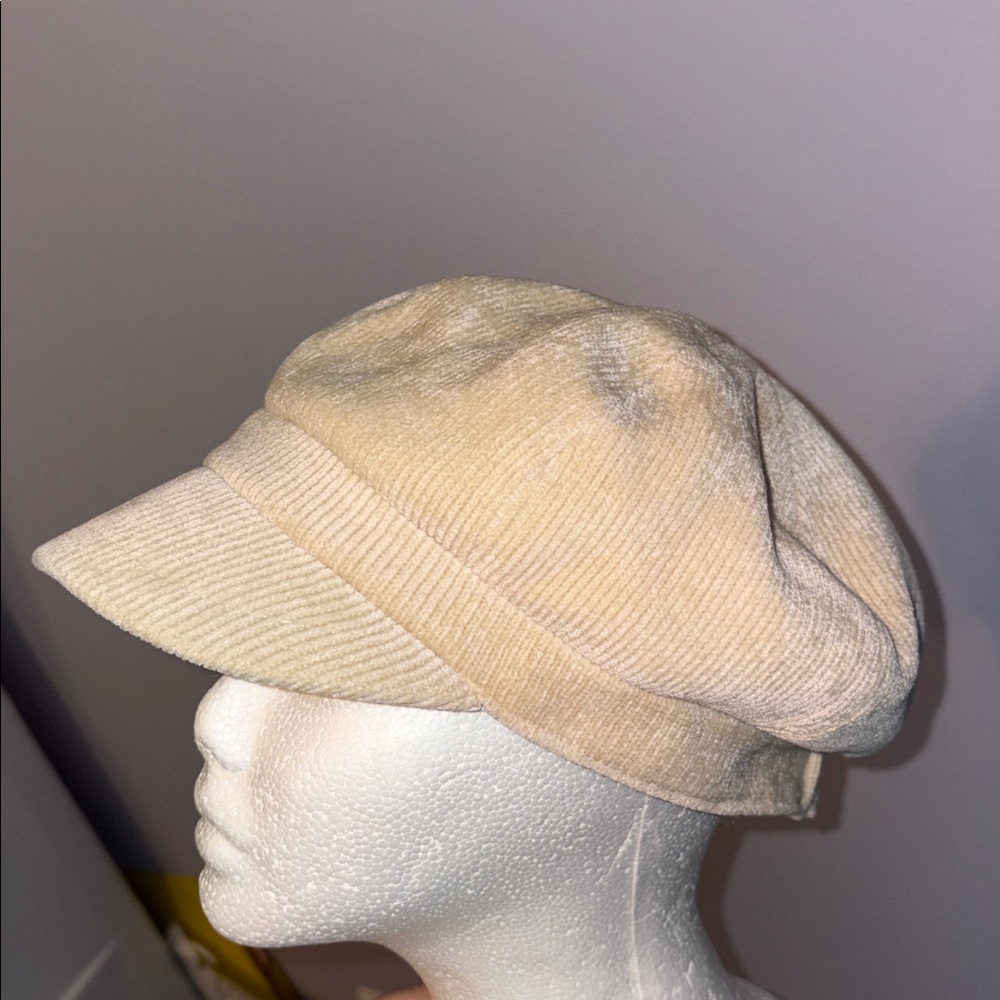Nine West Cream Ivory Corduroy Newsboy Hat Cap OS